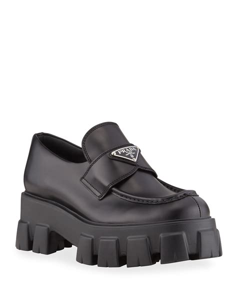 leather loafers prada reviews|platform Prada loafers.